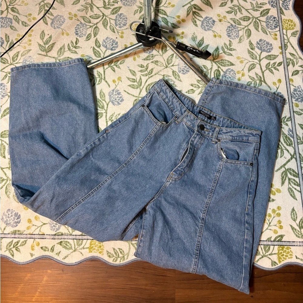 Nasty Gal Collection Blue Loose Fit Wide Leg Denim Classic
